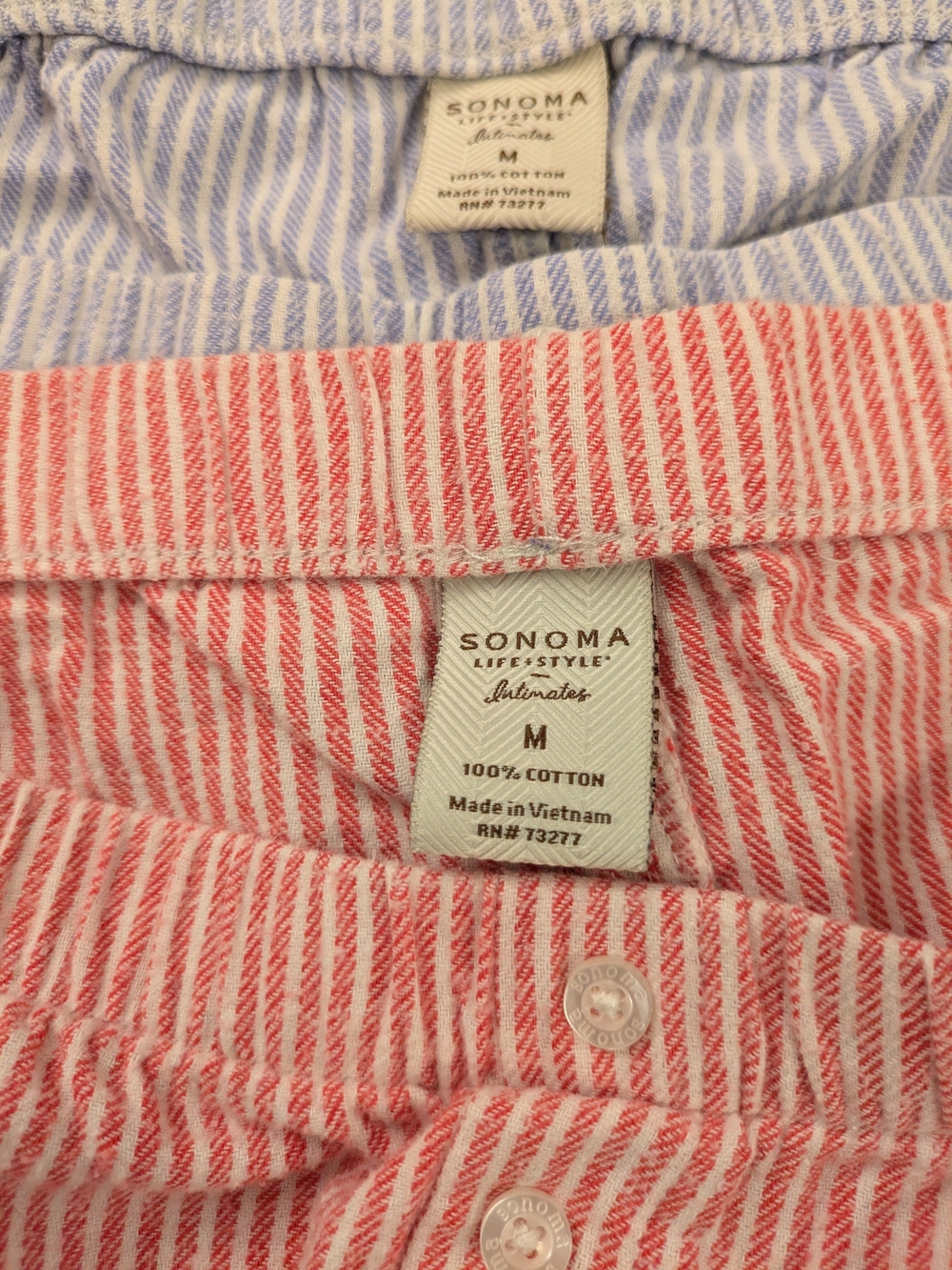 Sonoma Red and Light Blue Striped Women’s Boxer Shorts Set Of Two Medium - Picture 3 of 3